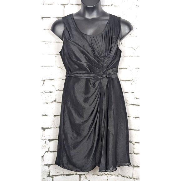 BHLDN ANTHROPOLOGIE QUILLAREE Black Starburst Wedding Silk/Linen Dress Size 12 - Picture 1 of 7